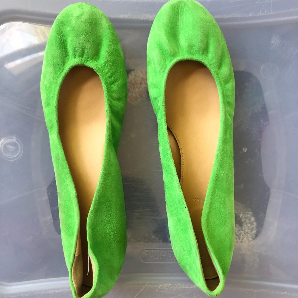 Spring Green Suede J Crew Cece Ballet Flats 10.5